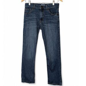 Wrangler Boys Classic Straight Jeans Size 14 Regular Medium Wash Stretch Denim